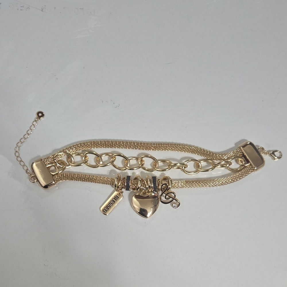 Gold Heart Charm Bracelet